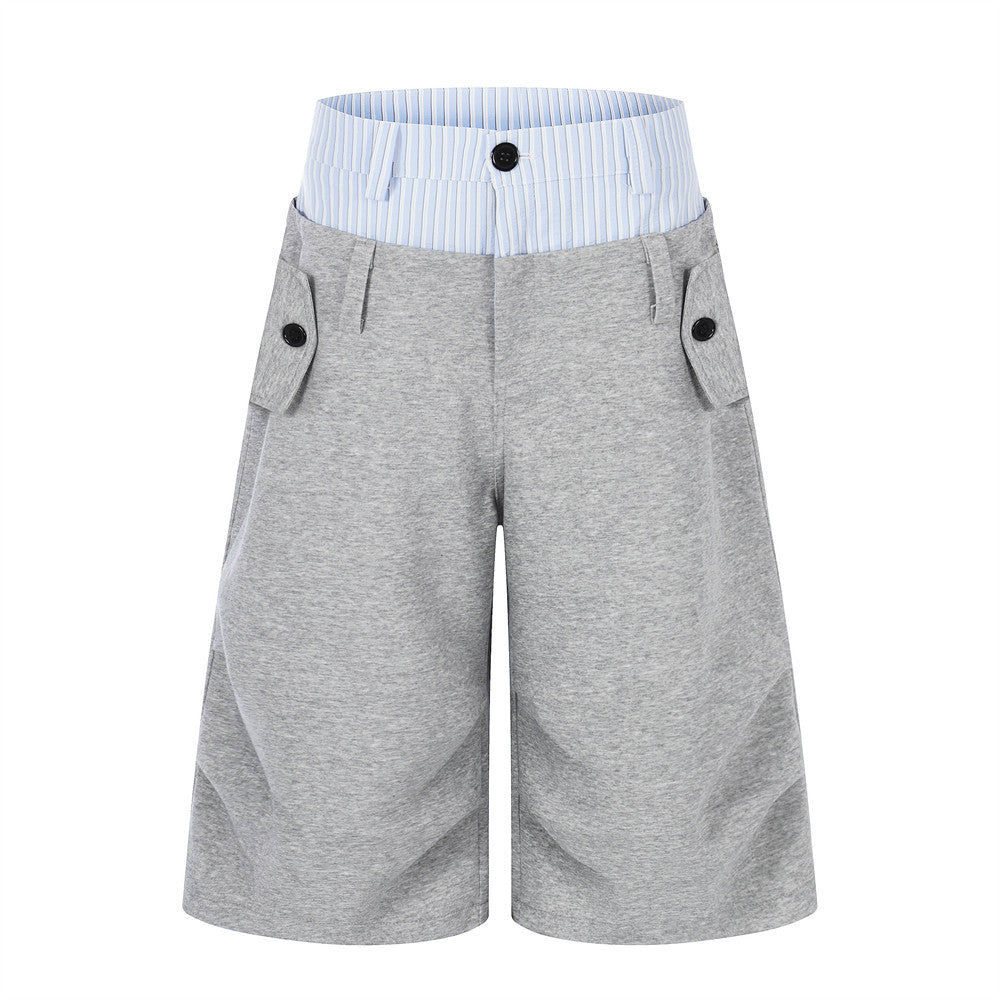 Mens Pleated Wide-Leg Summer Shorts