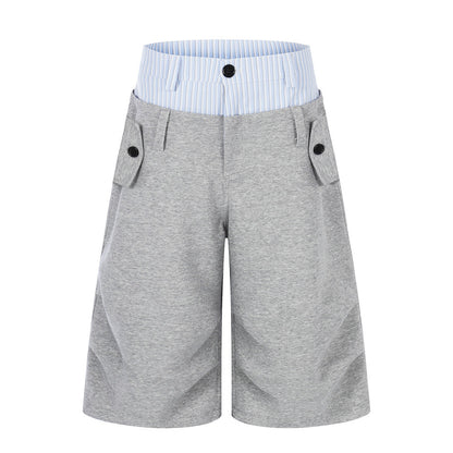 Mens Pleated Wide-Leg Summer Shorts