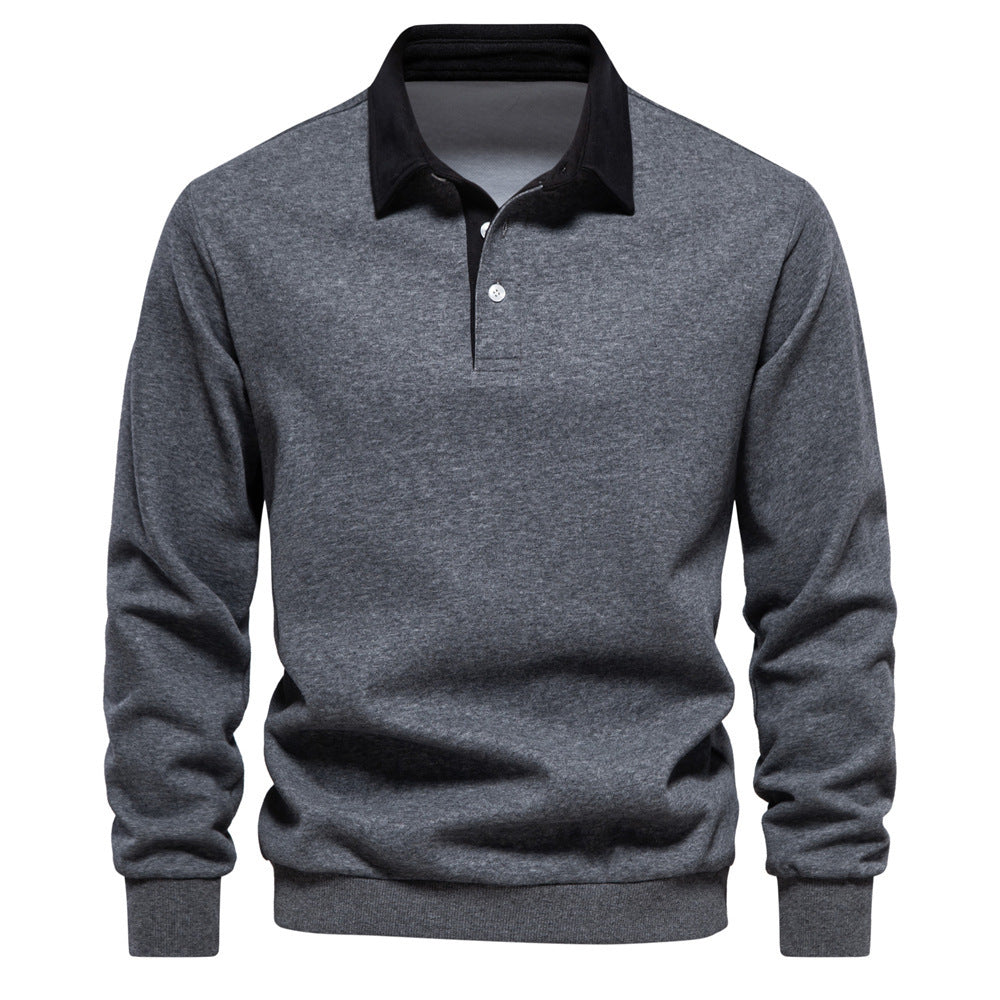 Mens Polo Collar Long Sleeve Sweatshirt