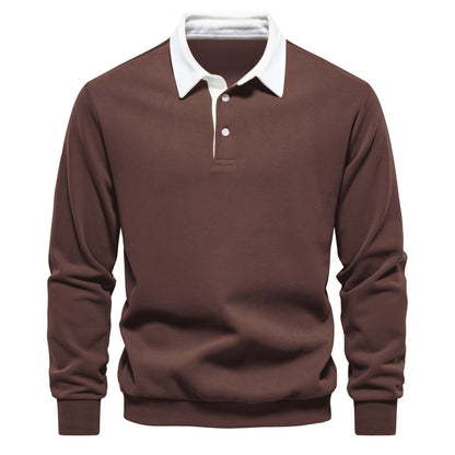 Mens Polo Collar Long Sleeve Sweatshirt