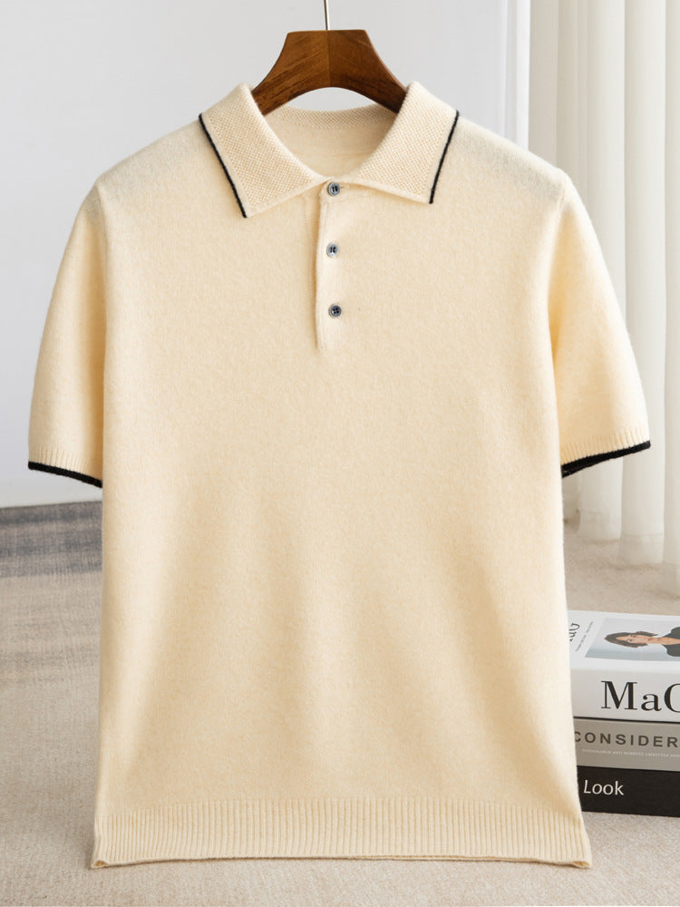 Mens Polo Collar Wool Sweater