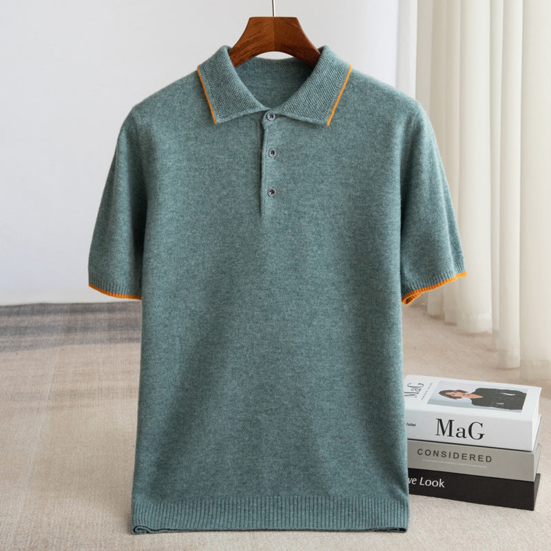 Mens Polo Collar Wool Sweater