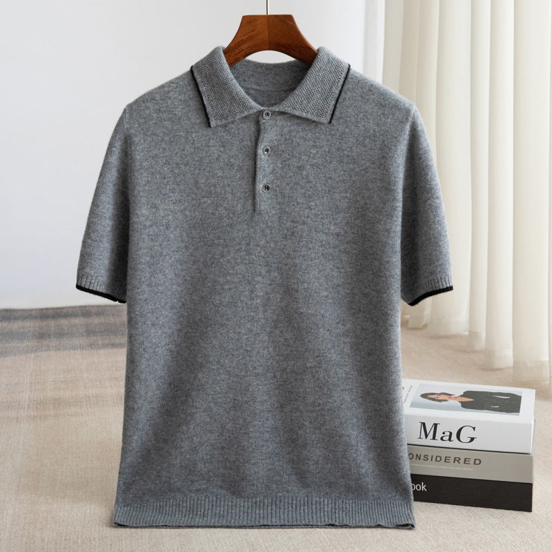 Mens Polo Collar Wool Sweater