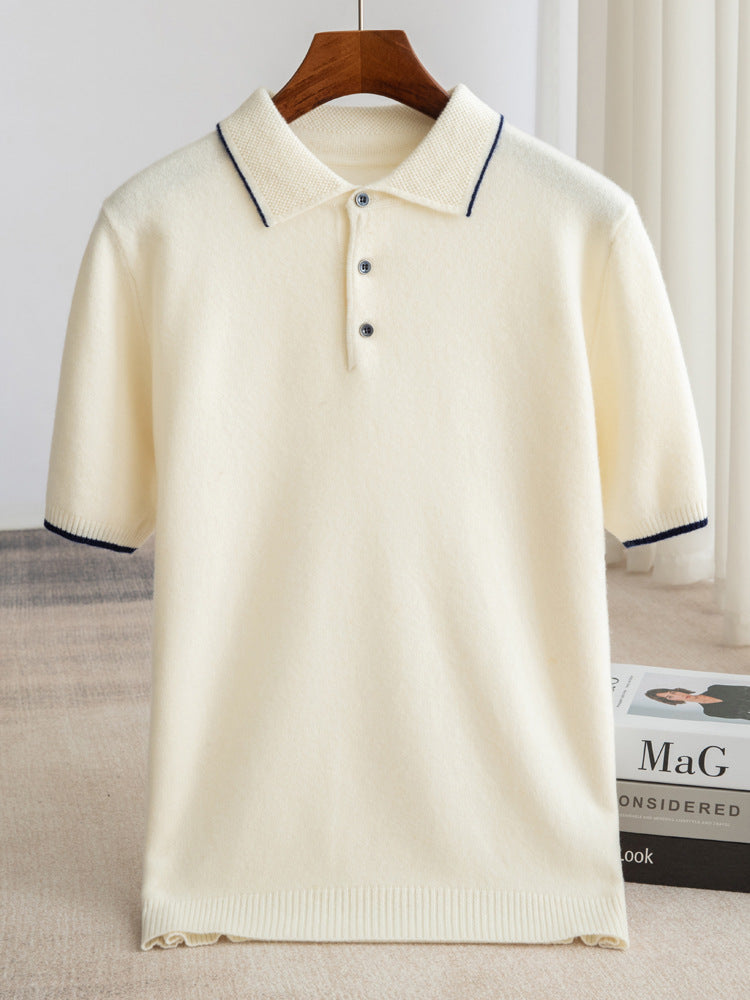 Mens Polo Collar Wool Sweater