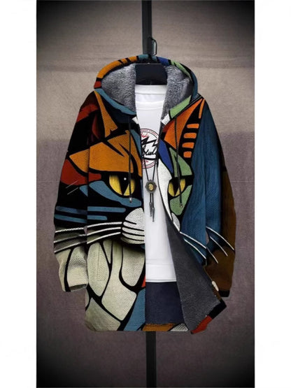 Mens Printed Plush Lined Windproof Jacket
