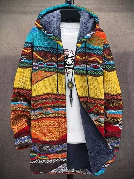 Mens Printed Plush Lined Windproof Jacket