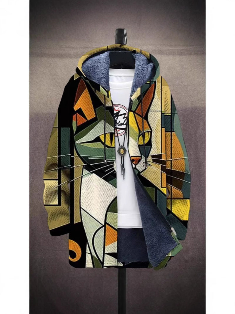 Mens Printed Plush Lined Windproof Jacket