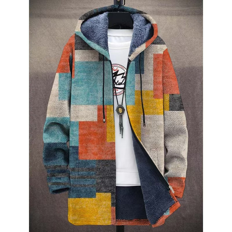 Mens Printed Plush Lined Windproof Jacket
