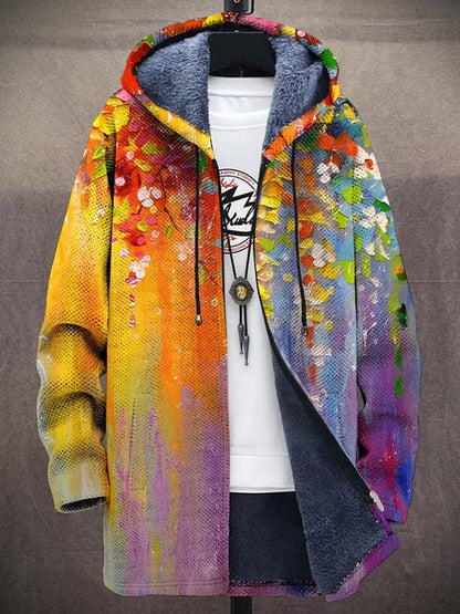 Mens Printed Plush Lined Windproof Jacket