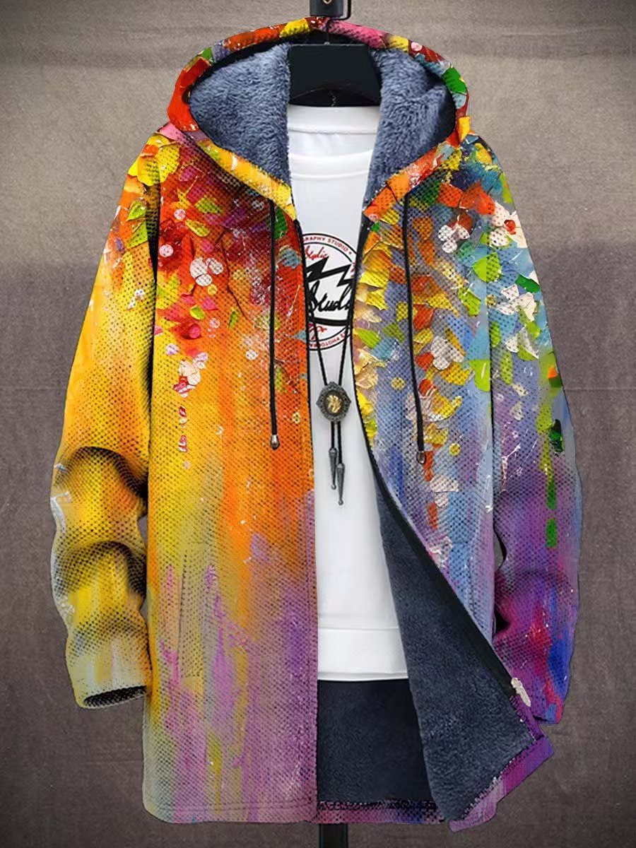 Mens Printed Plush Lined Windproof Jacket