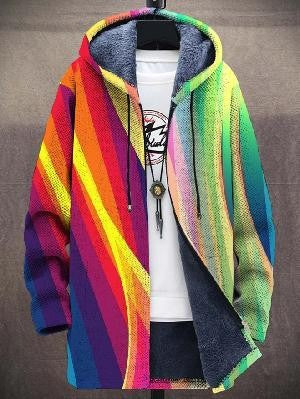 Mens Printed Plush Lined Windproof Jacket