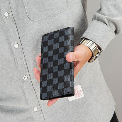 Mens PU Clutch Bag with Plaid Design
