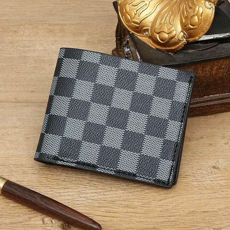 Mens PU Clutch Bag with Plaid Design