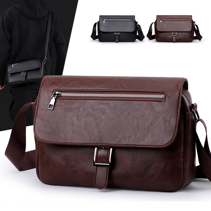 Mens PU Crossbody Bag Large Capacity Casual Commuting