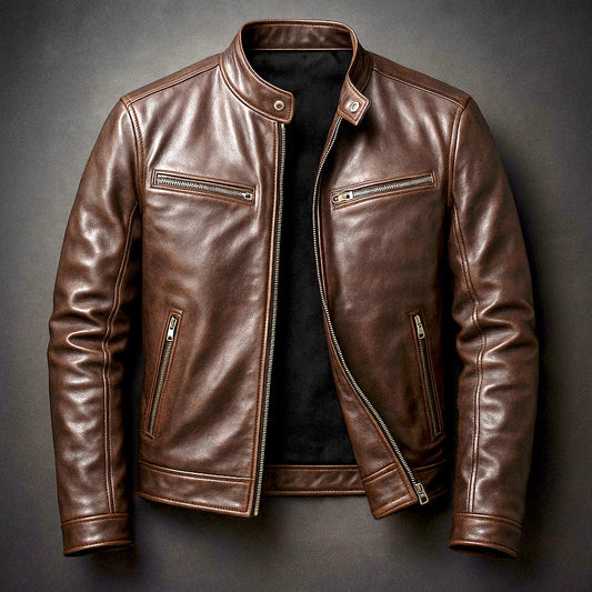 Mens PU Leather Biker Jacket