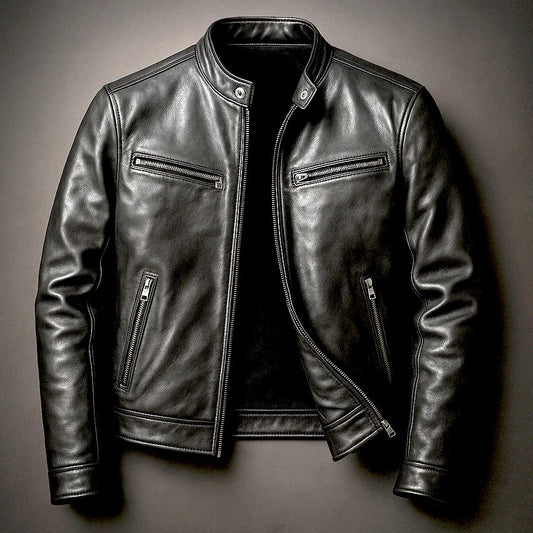 Mens PU Leather Biker Jacket