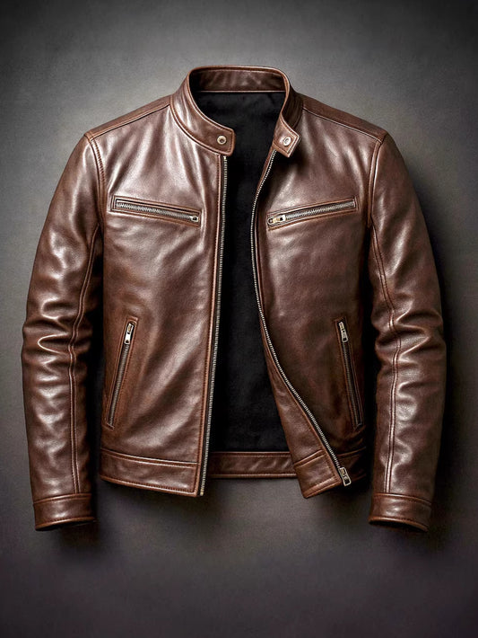 Mens PU Leather Biker Jacket