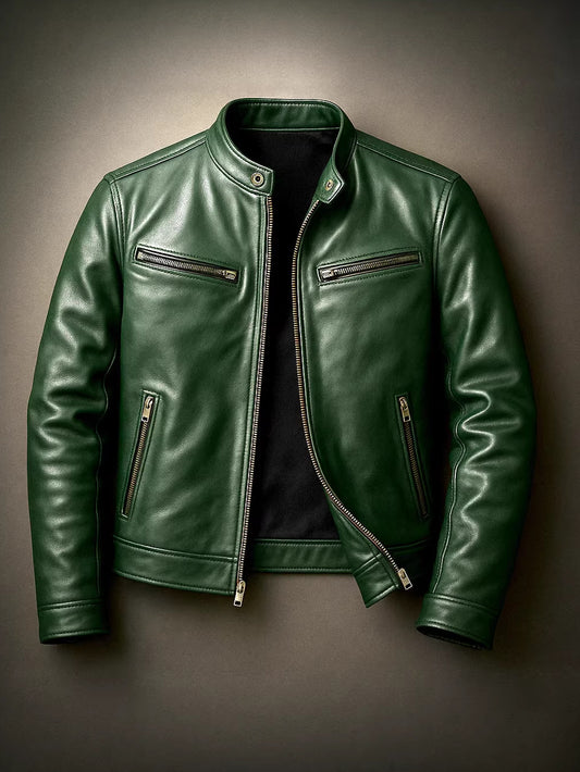 Mens PU Leather Biker Jacket