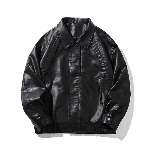 Mens PU Leather Jacket with Litchi Pattern