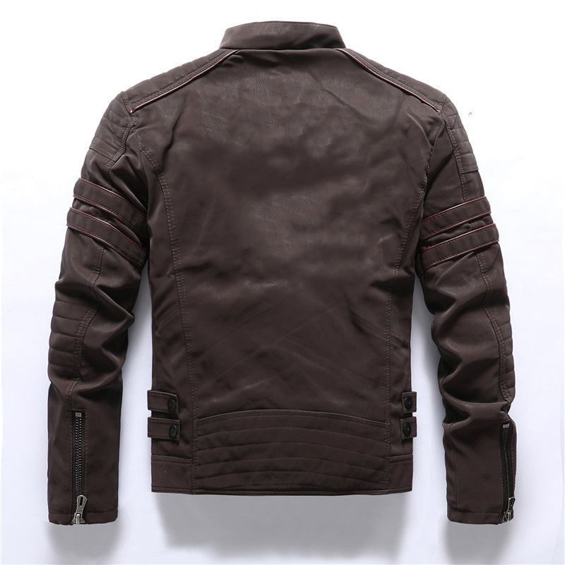 Mens PU Leather Jacket with Velvet Lining
