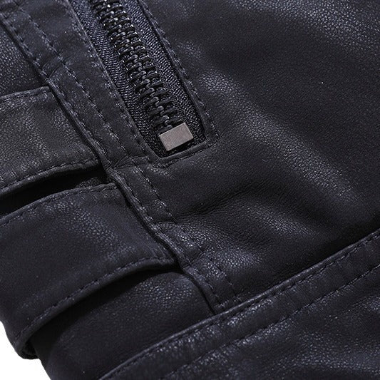 Mens PU Leather Jacket with Velvet Lining