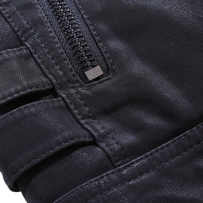 Mens PU Leather Jacket with Velvet Lining