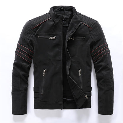 Mens PU Leather Jacket with Velvet Lining