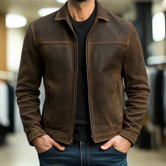 Mens PU Leather Lapel Jacket