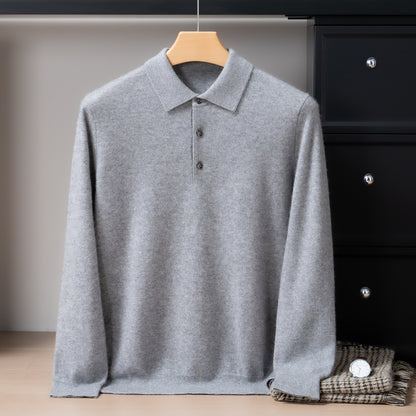 Mens Pure Cashmere Polo Neck Sweater