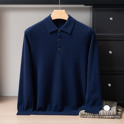 Mens Pure Cashmere Polo Neck Sweater