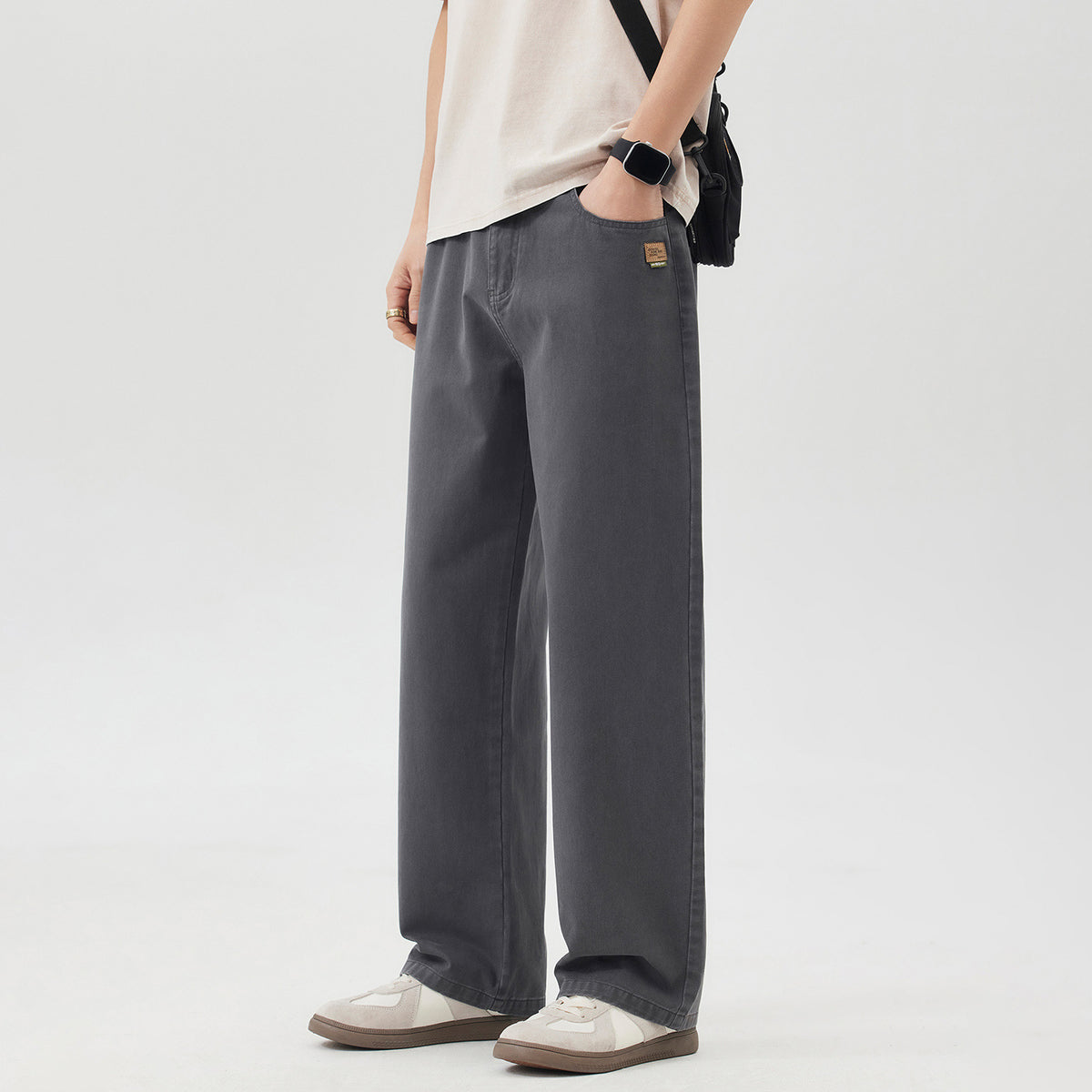 Mens Pure Cotton Straight Leg Casual Pants