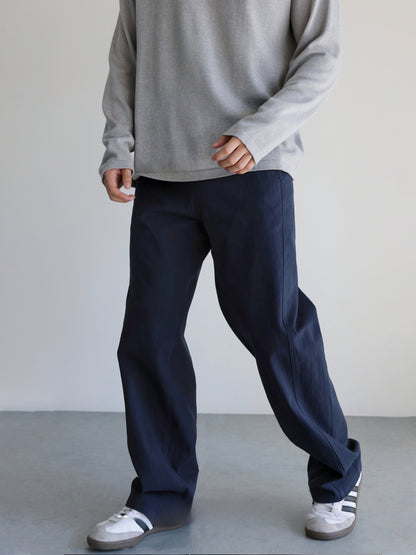 Mens Pure Cotton Washed Straight Leg Casual Trousers