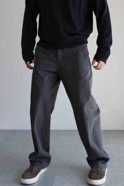 Mens Pure Cotton Washed Straight Leg Casual Trousers