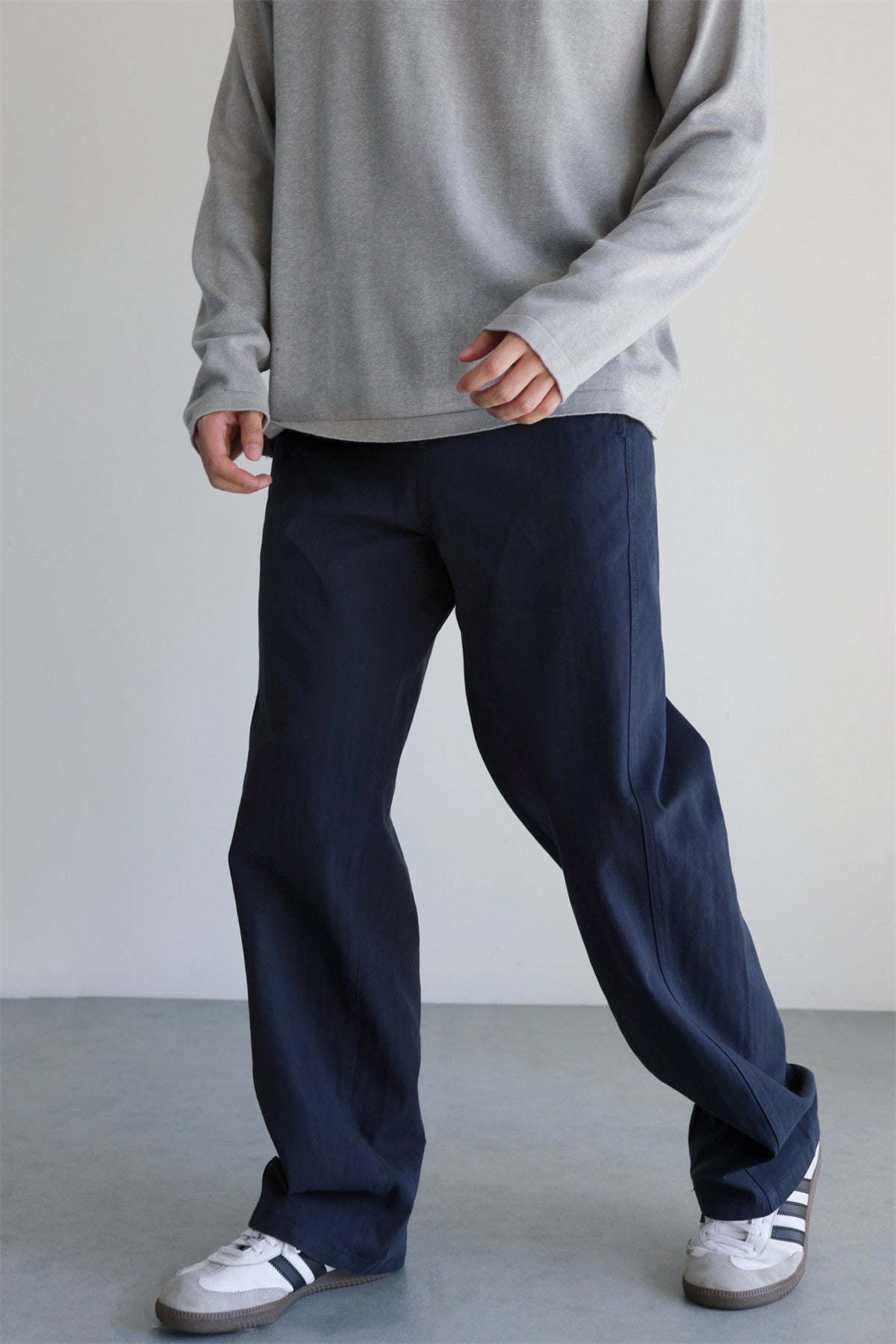 Mens Pure Cotton Washed Straight Leg Casual Trousers