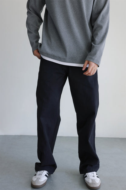 Mens Pure Cotton Washed Straight Leg Casual Trousers