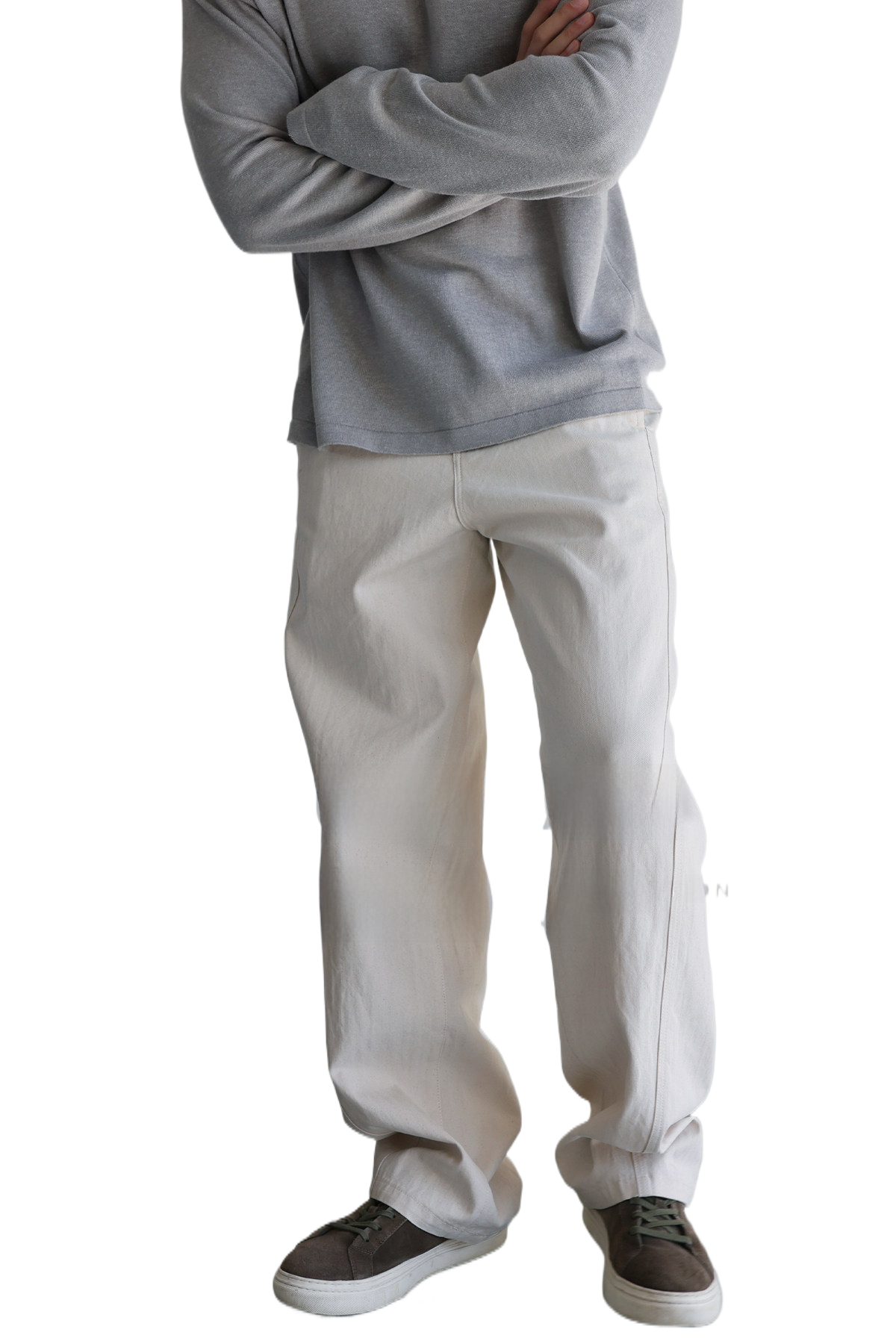 Mens Pure Cotton Washed Straight Leg Casual Trousers