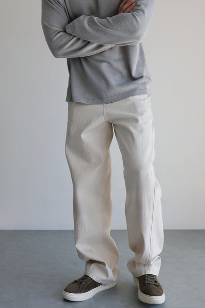 Mens Pure Cotton Washed Straight Leg Casual Trousers