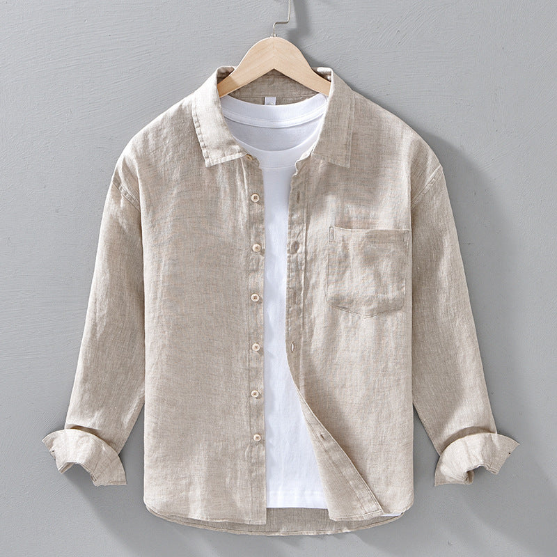 Mens Pure Linen Casual Shirt