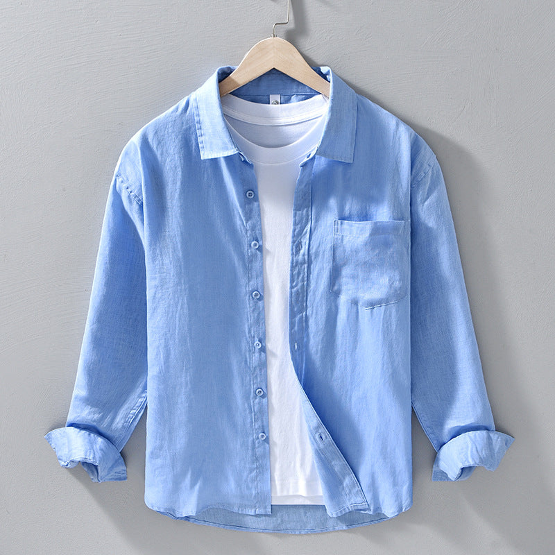 Mens Pure Linen Casual Shirt
