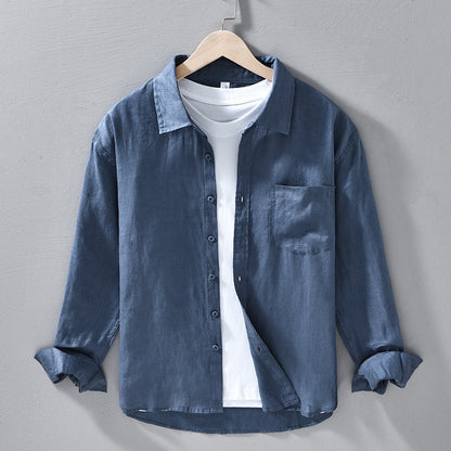 Mens Pure Linen Casual Shirt
