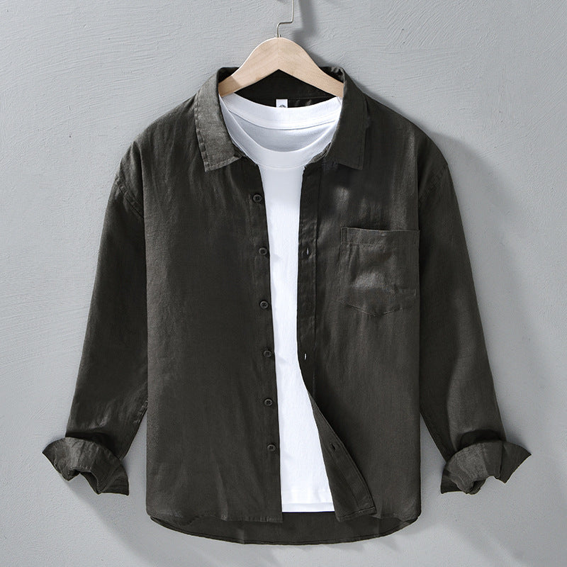 Mens Pure Linen Casual Shirt