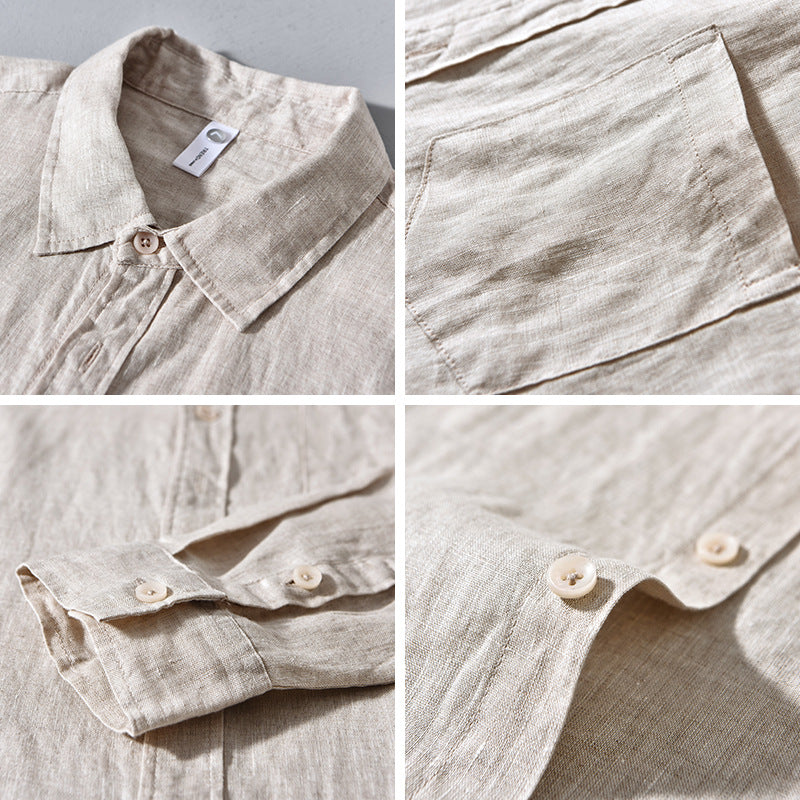 Mens Pure Linen Casual Shirt