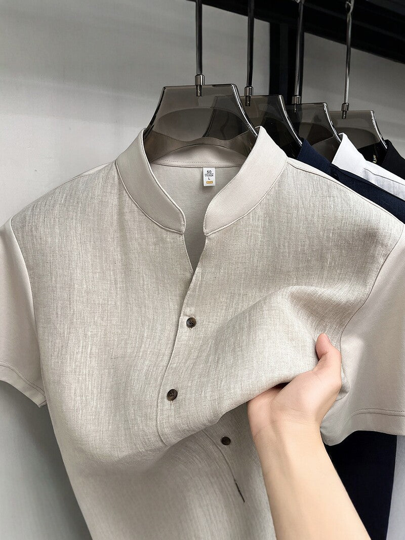 Mens Pure Linen Short Sleeve Shirt