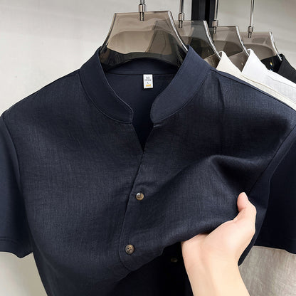 Mens Pure Linen Short Sleeve Shirt