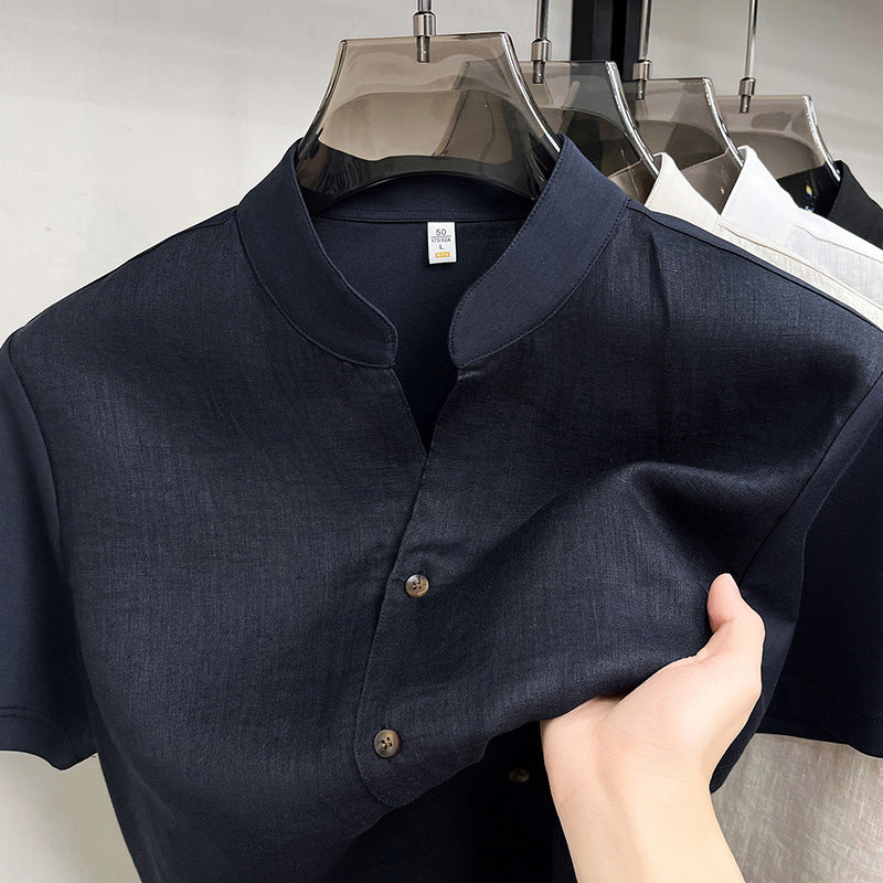Mens Pure Linen Short Sleeve Shirt