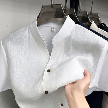 Mens Pure Linen Short Sleeve Shirt