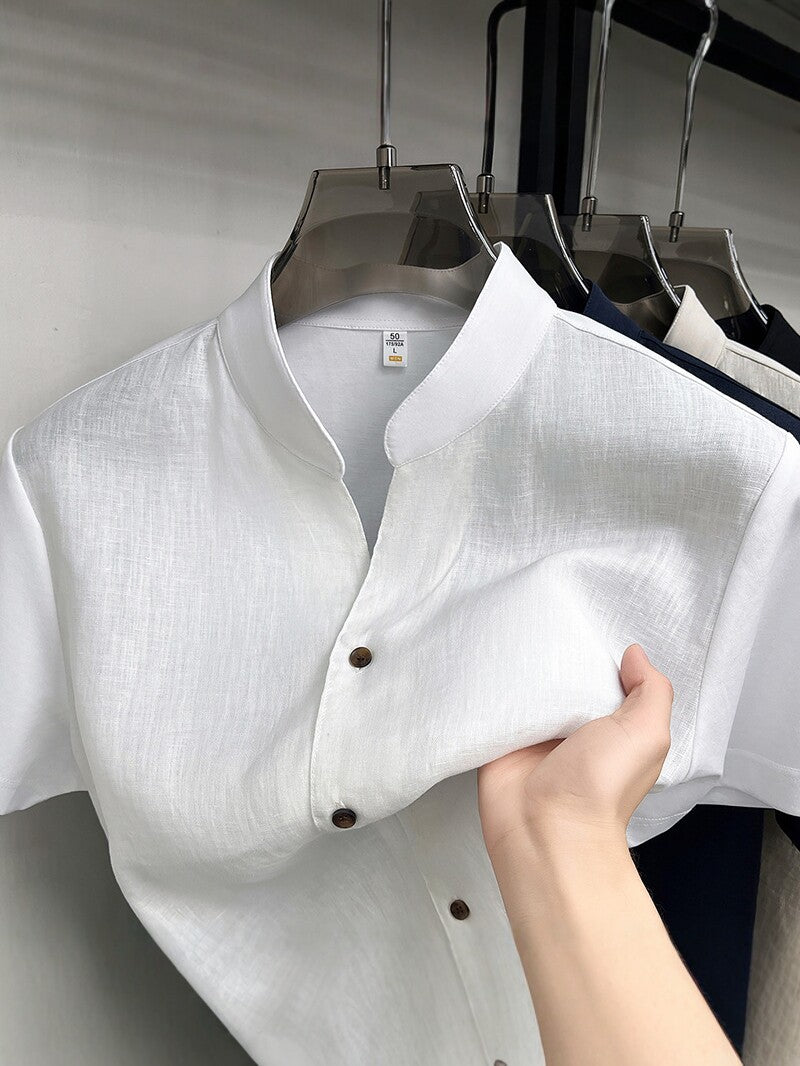 Mens Pure Linen Short Sleeve Shirt