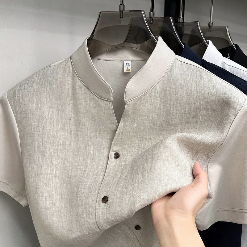 Mens Pure Linen Short Sleeve Shirt