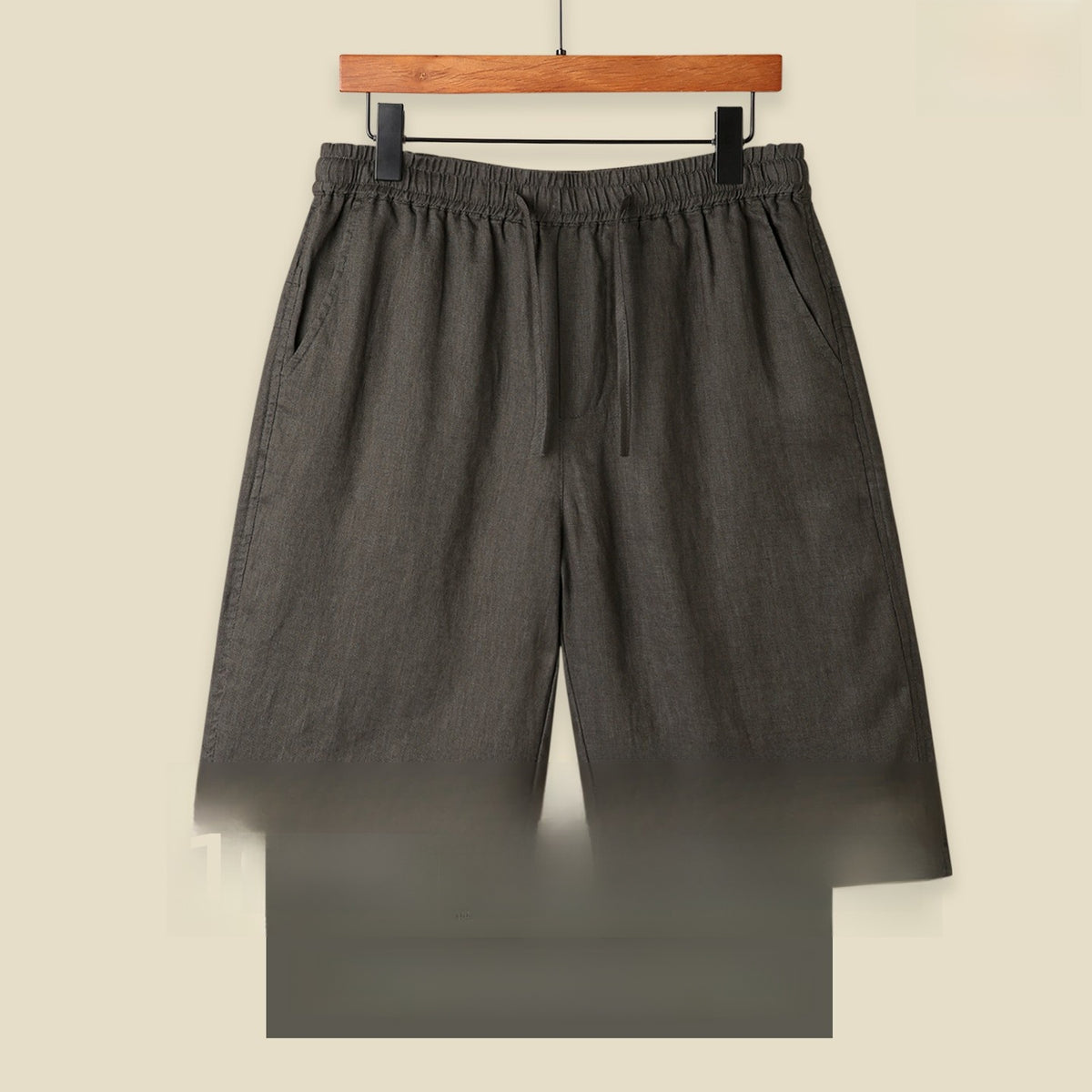 Mens Pure Linen Shorts Drawstring Casual Summer Shorts Breathable Lightweight