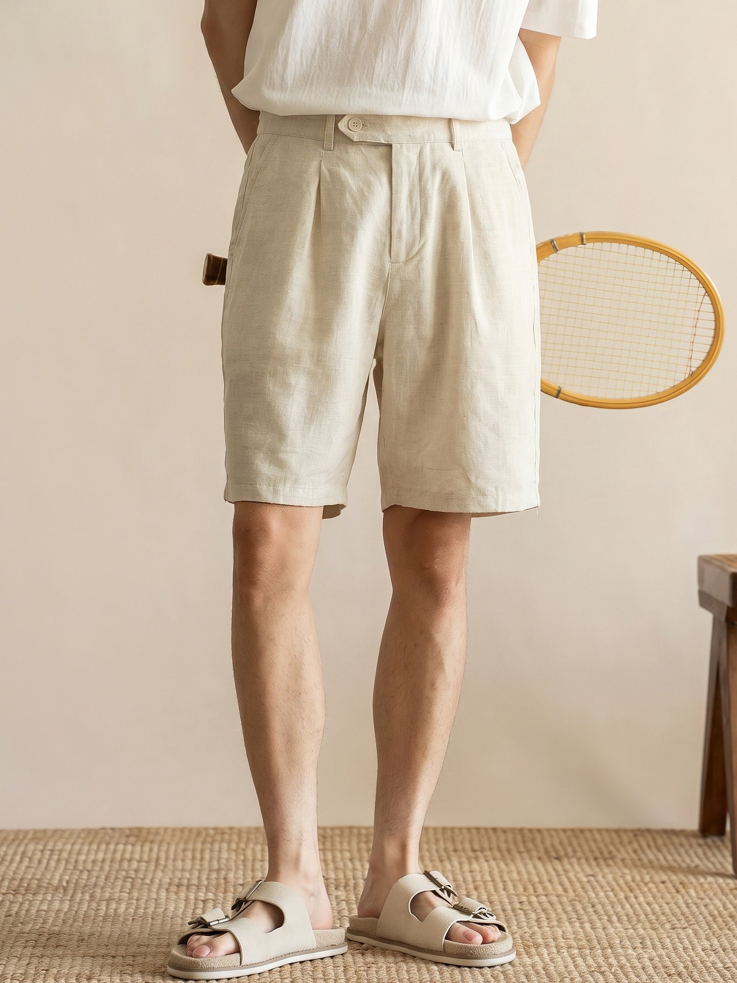 Mens Pure Linen Summer Shorts